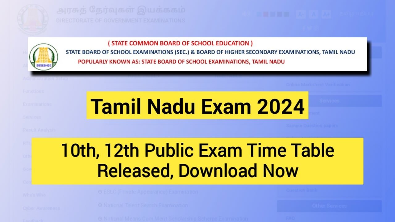 Tamil Nadu 10th, 12th Public Exam Time Table 2024 Timely India