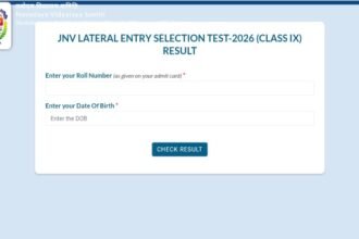 JNVST Class 9 Result 2026 Navodaya lateral entry selection list navodaya.gov.in