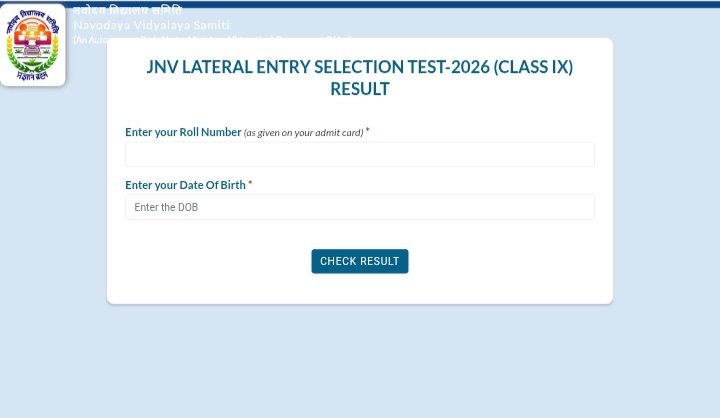 JNVST Class 9 Result 2026 Navodaya lateral entry selection list navodaya.gov.in