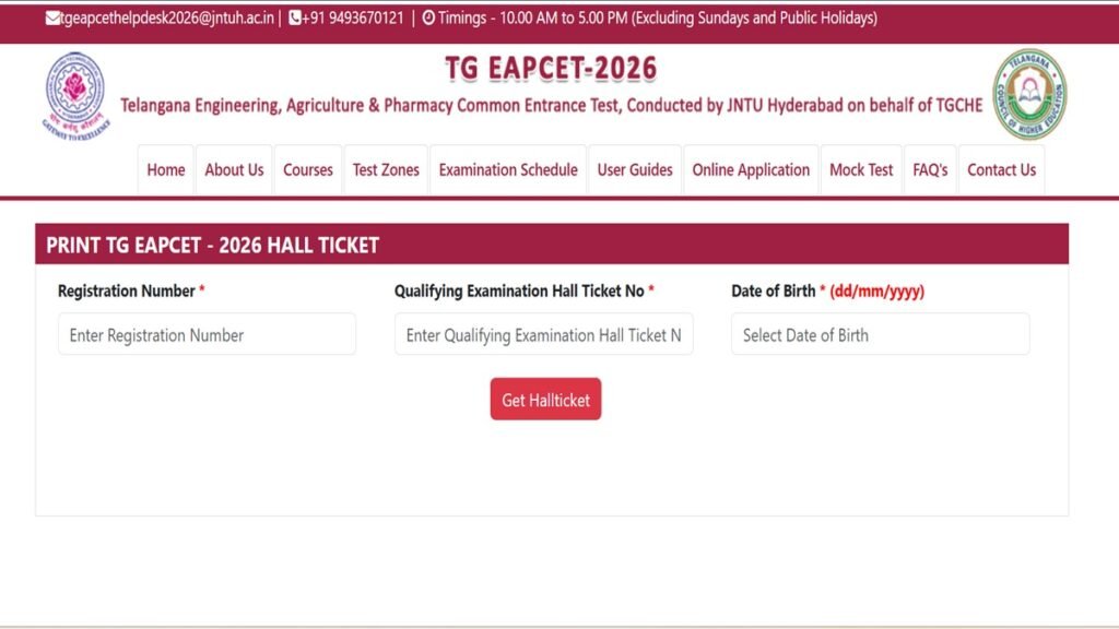 TS EAMCET 2026 Engineering Hall Ticket releasing today at eapcet.tgche.ac.in – Exam May 9 to 11