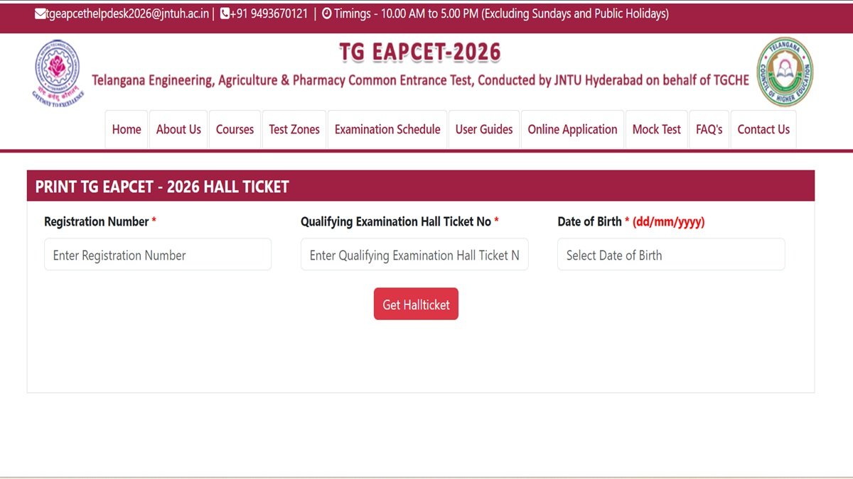 TS EAMCET 2026 Engineering Hall Ticket OUT TODAY 27 April – Download at eapcet.tgche.ac.in; Exam May 9-11 1 TS EAMCET 2026 Engineering Hall Ticket releasing today at eapcet.tgche.ac.in – Exam May 9 to 11