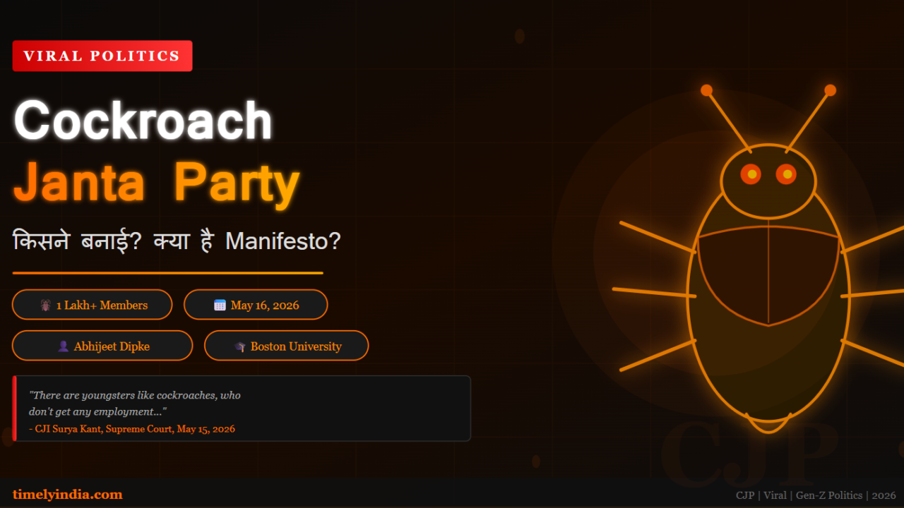 Cockroach Janta Party किसने बनाई? Manifesto में क्या है - जानिए सब कुछ 1 Cockroach Janta Party logo और Abhijeet Dipke - भारत की viral satirical political party.