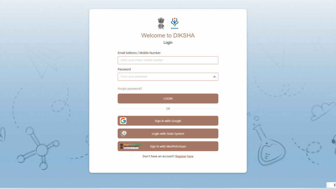 DIKSHA Portal Teacher Login Dashboard