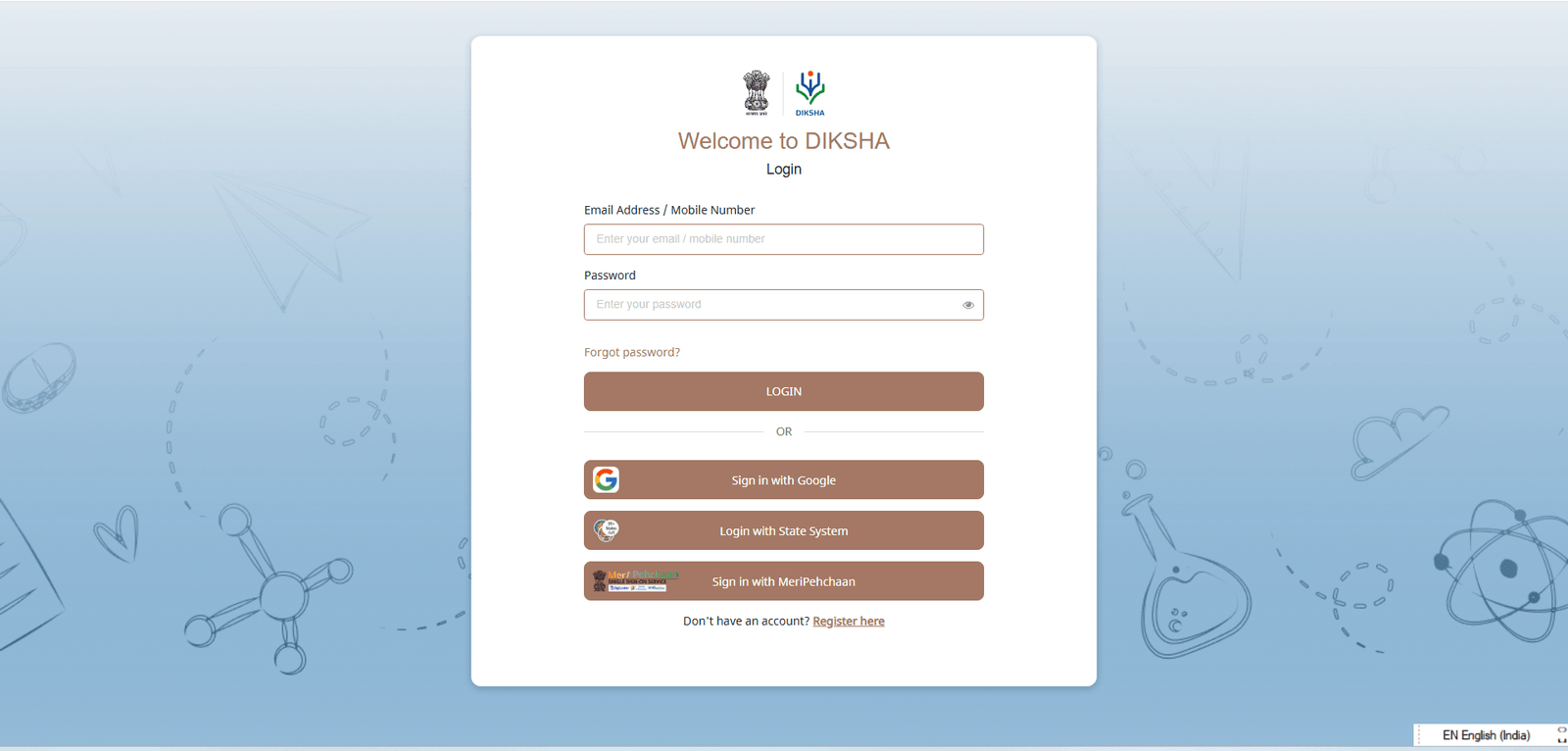 DIKSHA Portal Teacher Login Dashboard