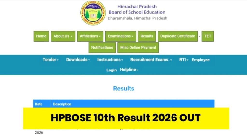HPBOSE 10th Result 2026