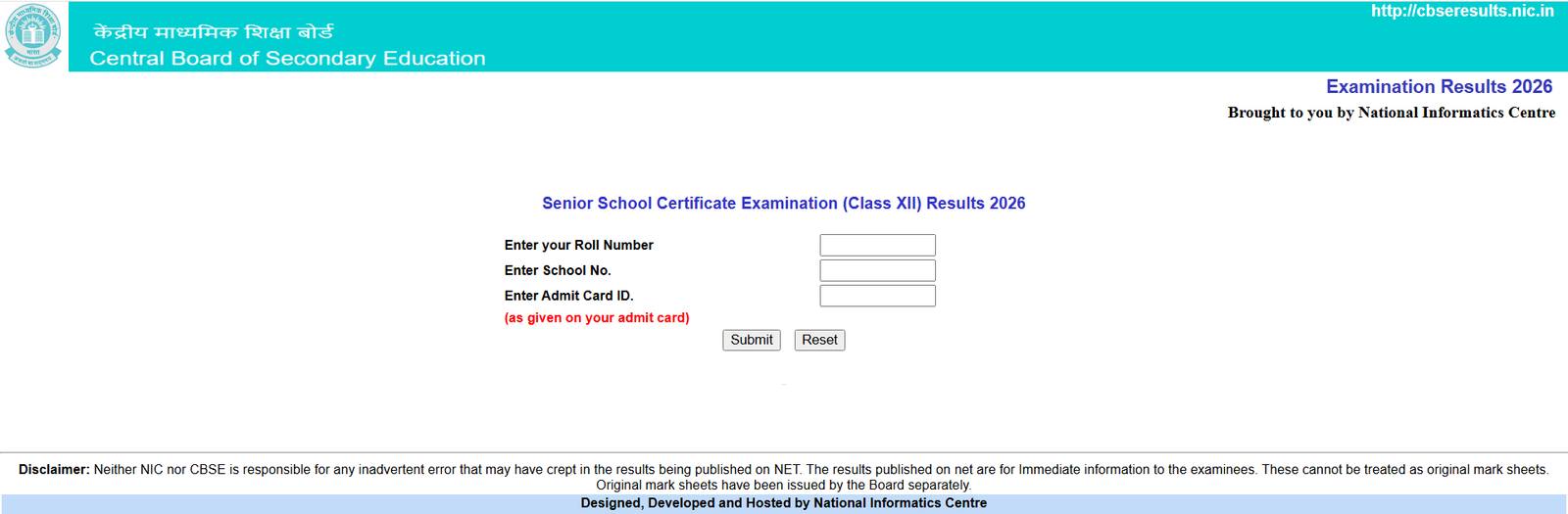 CBSE 12th Result 2026 Declared, Direct Link Active at results.cbse.nic.in 2 Senior School Certificate Examination (Class XII) Results 2026