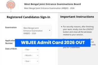 WBJEE Admit Card 2026 OUT