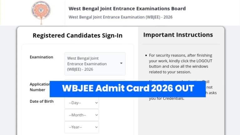 WBJEE Admit Card 2026 OUT
