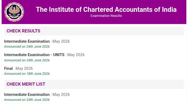 ICAI CA Inter Result 2026 Out: सीए इंटरमीडिएट मई परीक्षा का रिजल्ट हुआ जारी, यहाँ से करें चेक (caresults.icai.org)