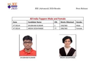 JEE Advanced 2026 Topper Subham Kumar