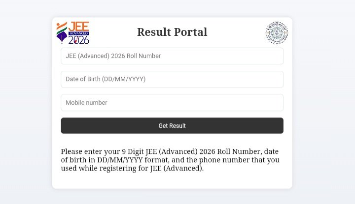 JEE Advanced Result 2026 link 