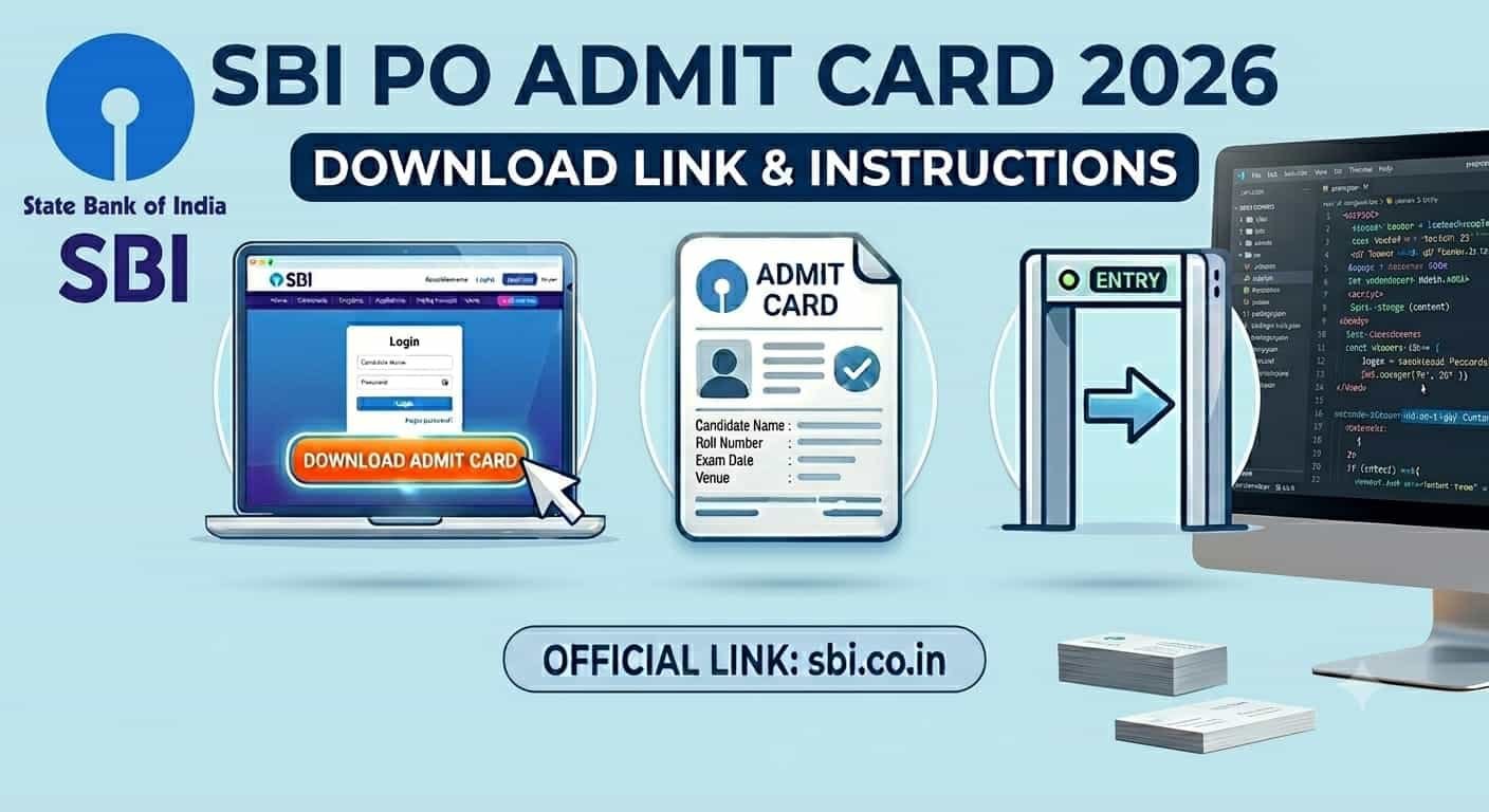 SBI PO Admit Card 2026 Date: प्रीलिम्स हॉल टिकट कब आएगा, ऐसे करें डाउनलोड