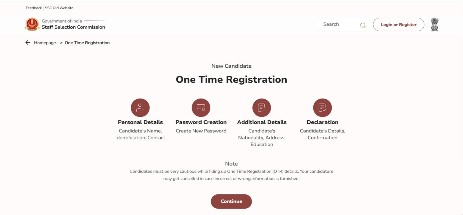 SSC Portal First Time OTR Registration Process Step-2