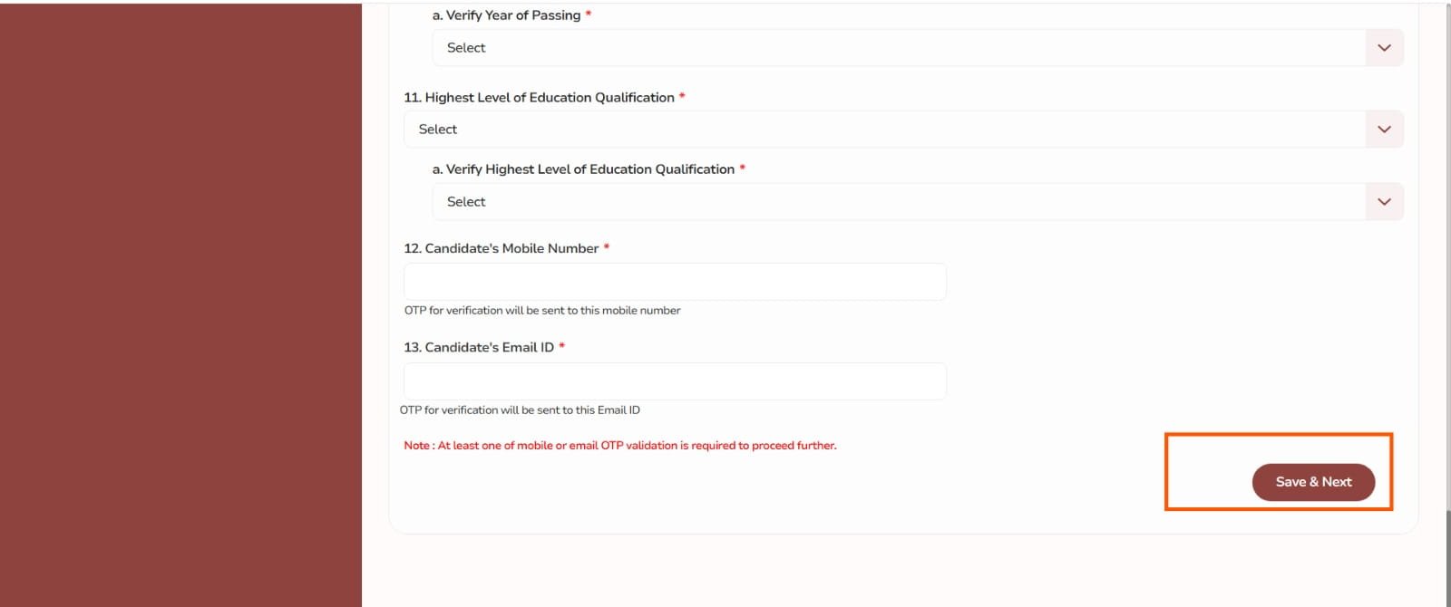 SSC Portal First Time OTR Registration Process Step-4