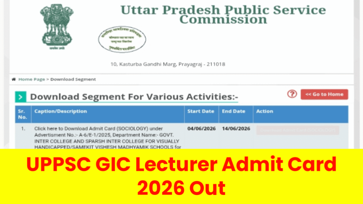 UPPSC GIC Lecturer Admit Card 2026 link