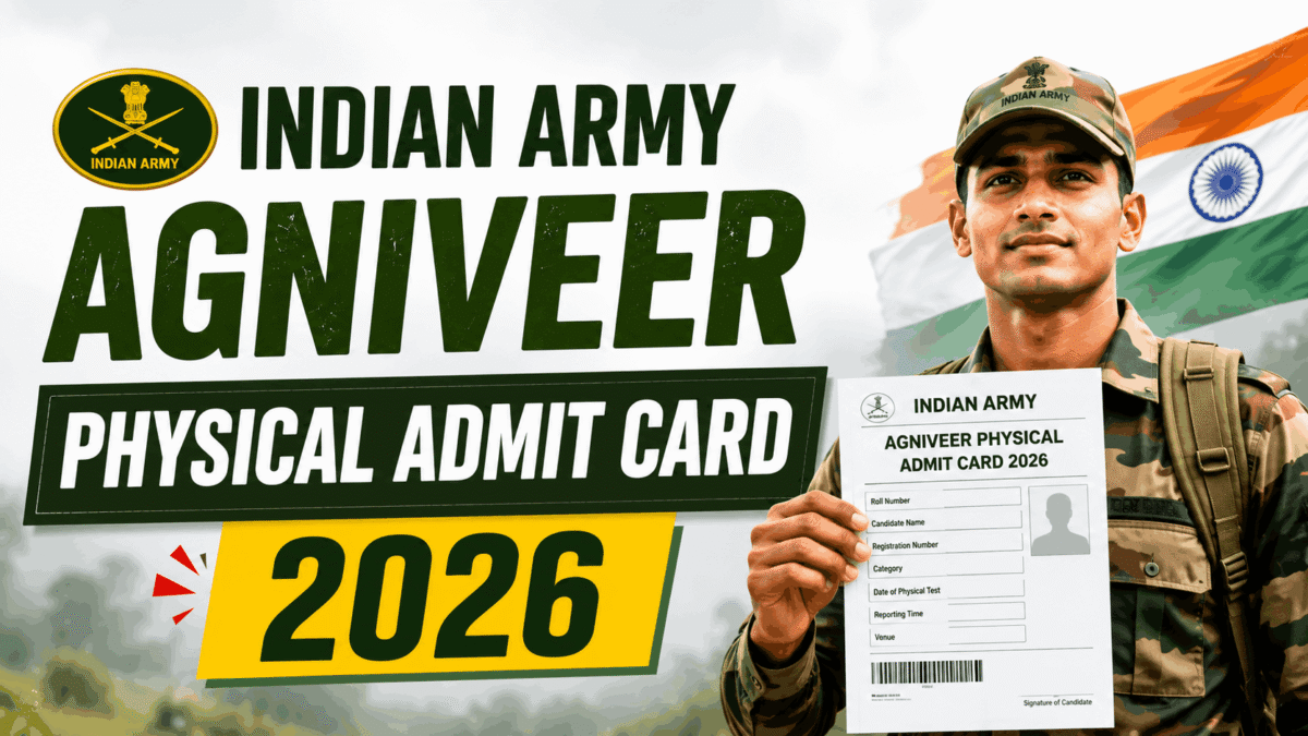 Indian Army Agniveer Physical Admit Card 2026: आधिकारिक वेबसाइट से ऐसे करें डाउनलोड Indian Army Agniveer Physical Admit Card 2026